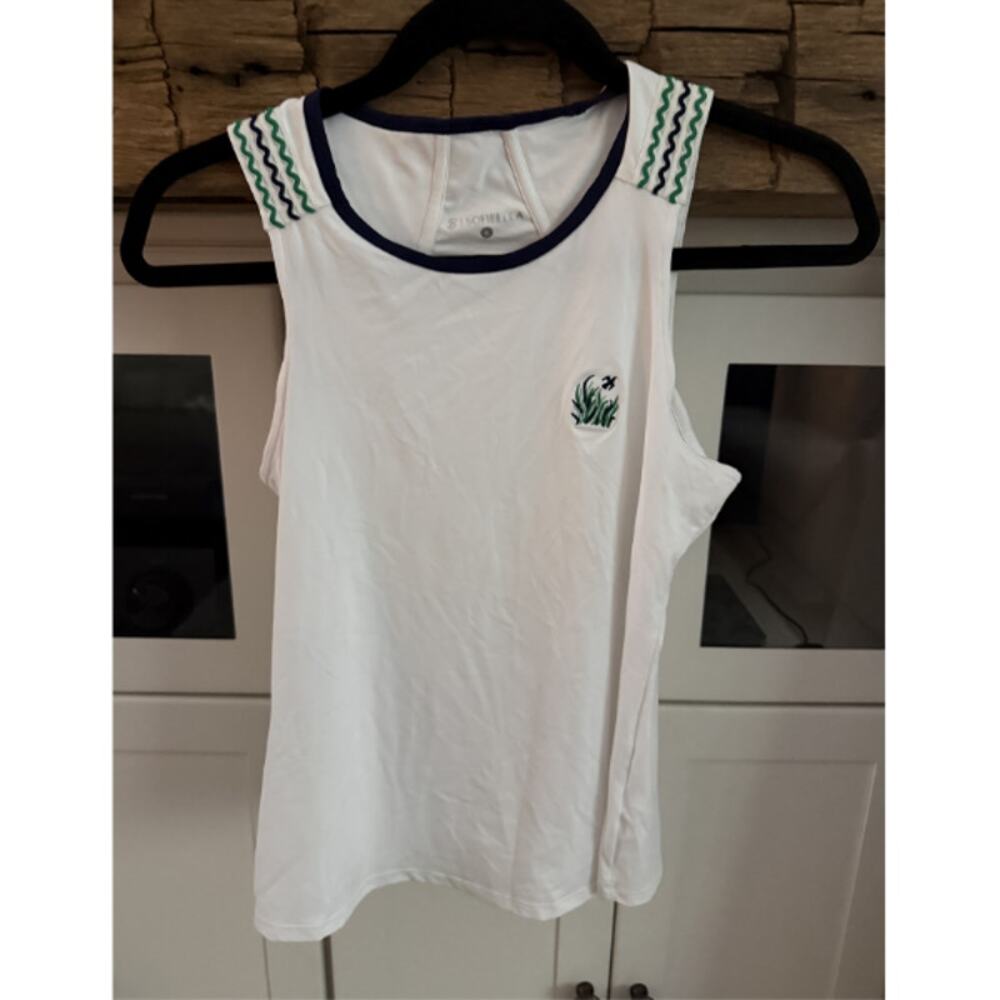 Sofibella White Tennis Tank Top Ric Rac Trim UPF Performance Sz S